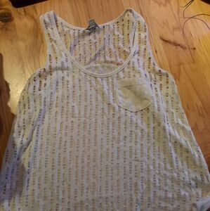 White hi-low tank top.
